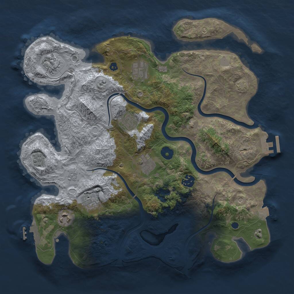 Rust Map: Procedural Map, Size: 3500, Seed: 1147724782, 14 Monuments