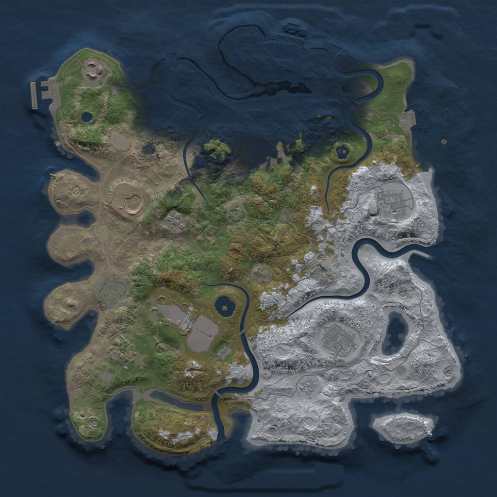 Rust Map: Procedural Map, Size: 3700, Seed: 2130598635, 15 Monuments