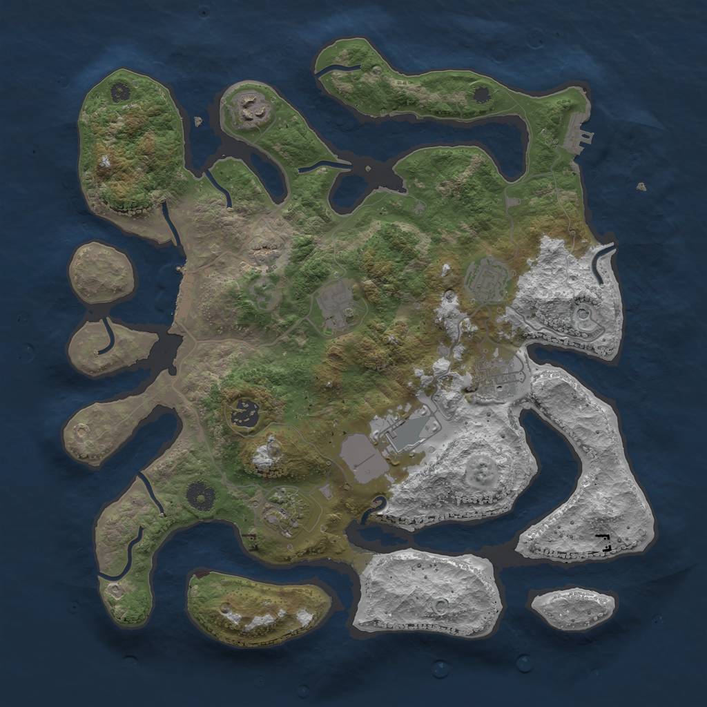 Rust Map: Procedural Map, Size: 3700, Seed: 2130598635, 12 Monuments