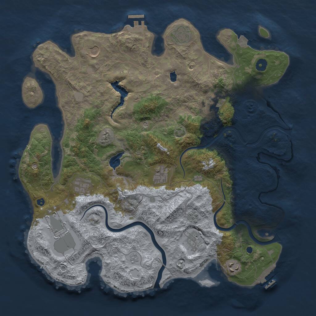 Rust Map: Procedural Map, Size: 4000, Seed: 4261, 15 Monuments