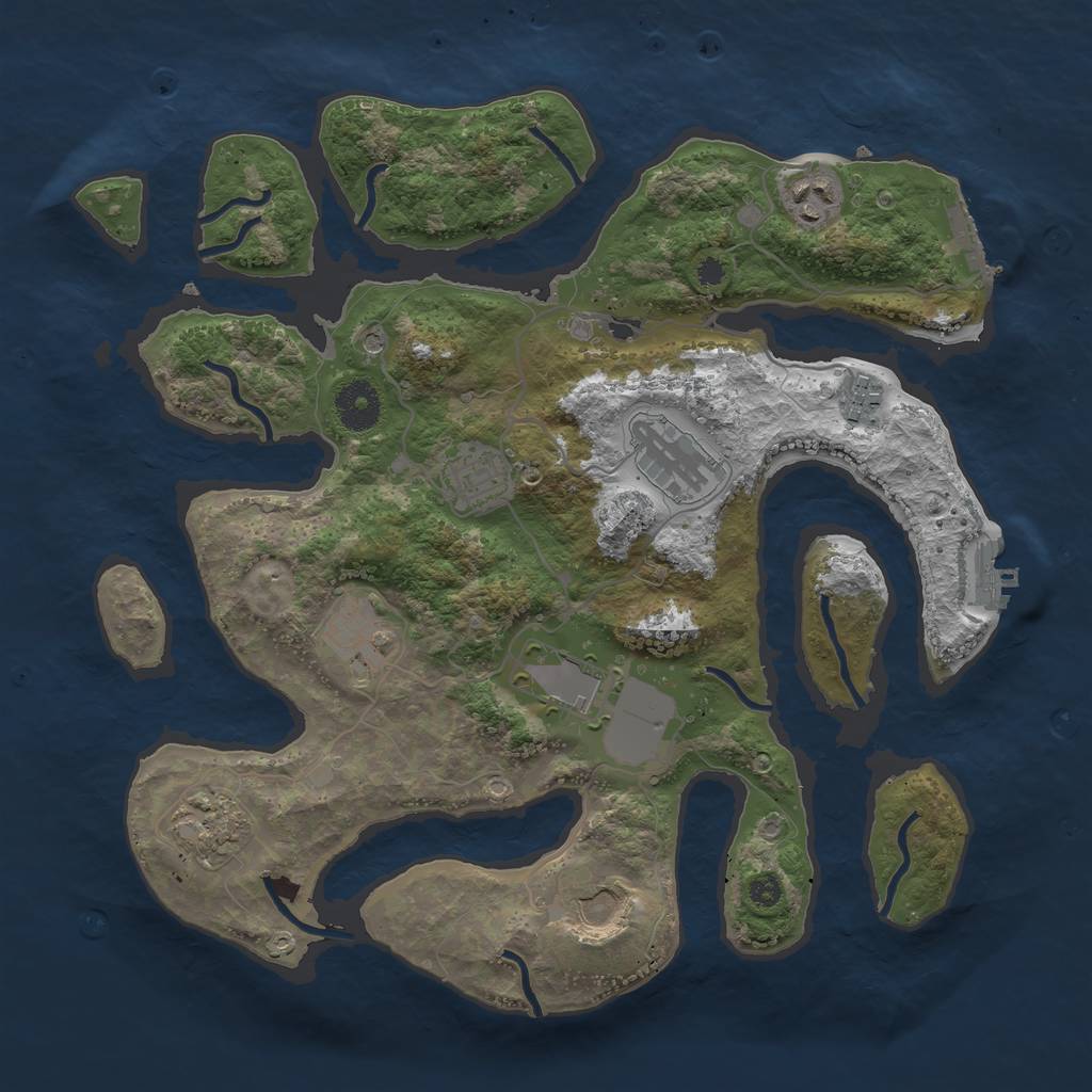 Rust Map: Procedural Map, Size: 3500, Seed: 2020813432, 13 Monuments