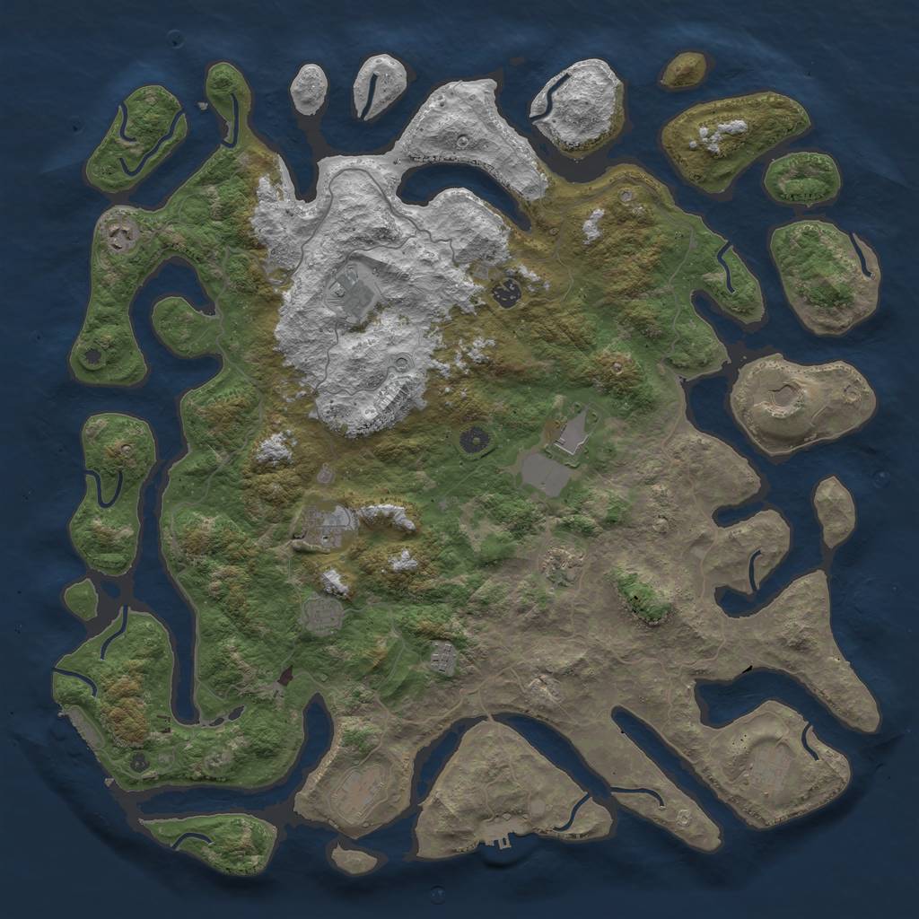 Rust Map: Procedural Map, Size: 5000, Seed: 342389776, 16 Monuments