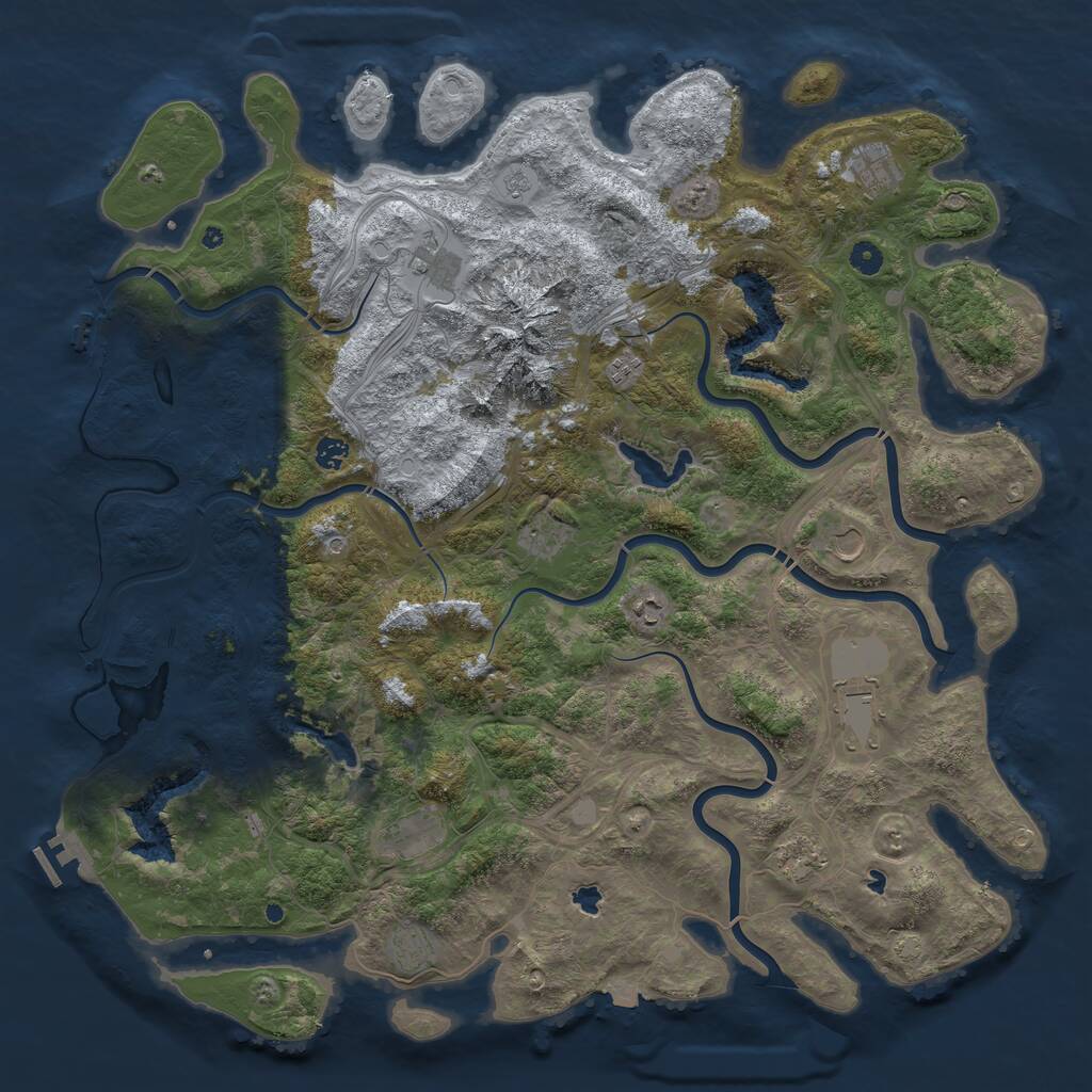 Rust Map: Procedural Map, Size: 5000, Seed: 342389776, 17 Monuments