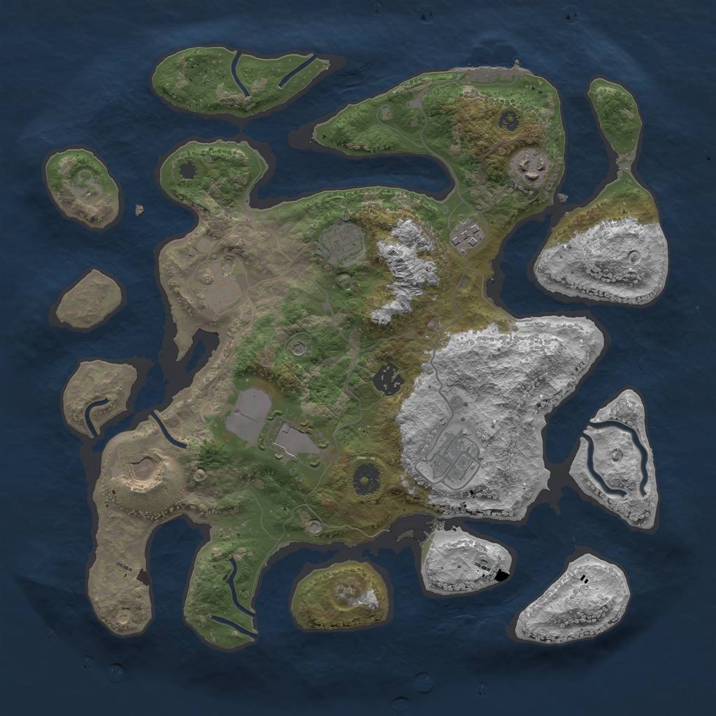 Rust Map: Procedural Map, Size: 3600, Seed: 34058900, 12 Monuments