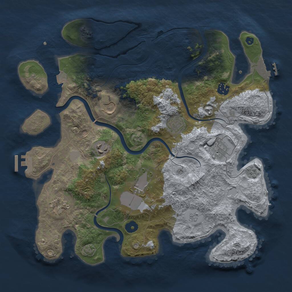Rust Map: Procedural Map, Size: 3600, Seed: 34058900, 14 Monuments