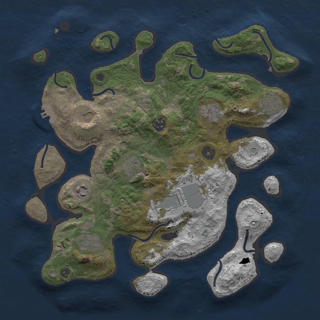 Rust Map: Procedural Map, Size: 3500, Seed: 939227881, 12 Monuments