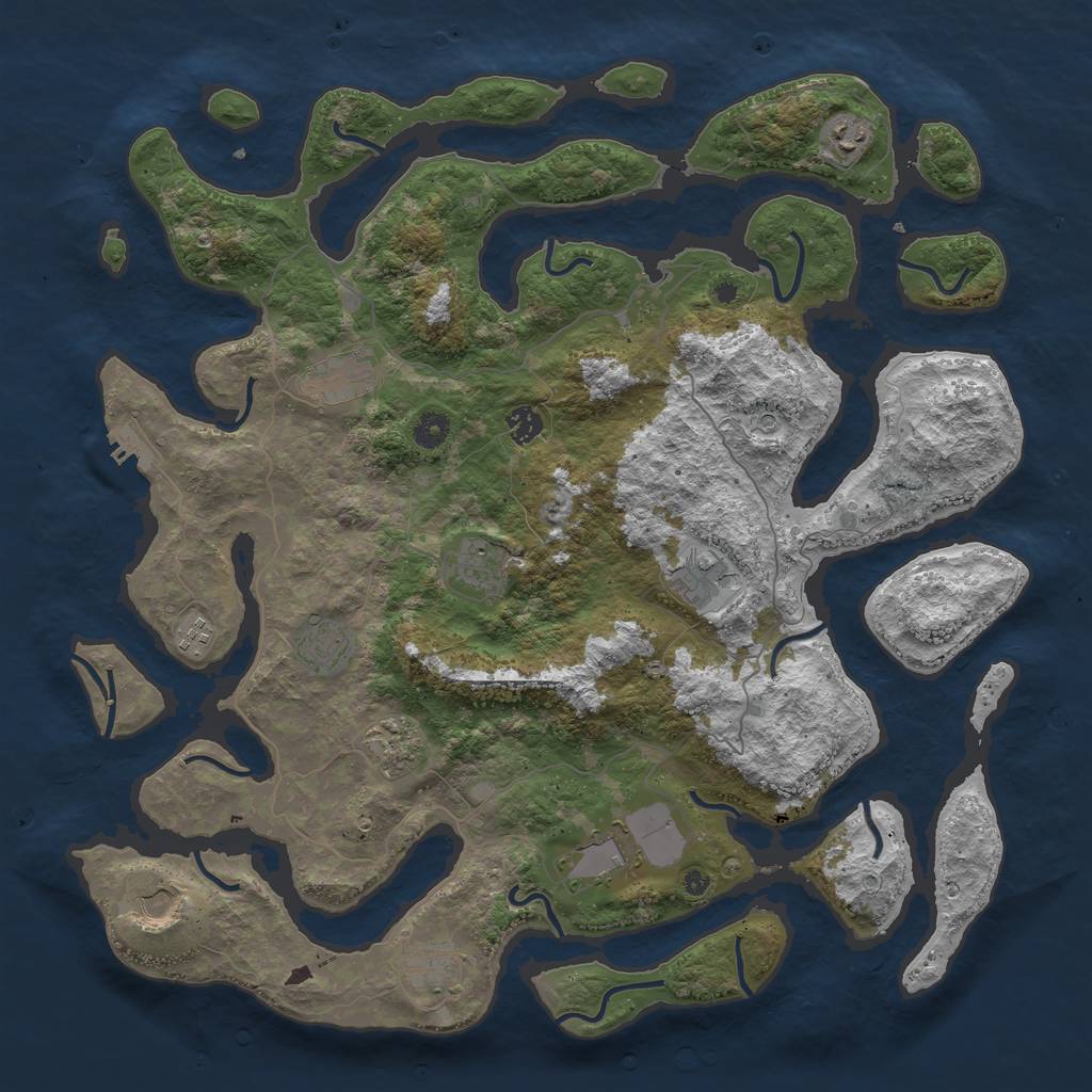 Rust Map: Procedural Map, Size: 4500, Seed: 17642393, 15 Monuments