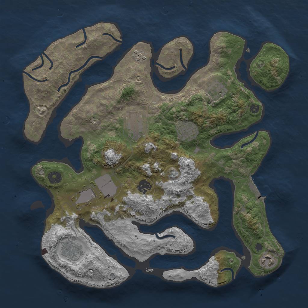 Rust Map: Procedural Map, Size: 3500, Seed: 14162, 11 Monuments