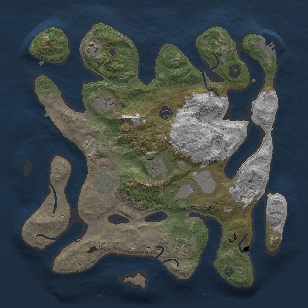 Rust Map: Procedural Map, Size: 3500, Seed: 99114314, 13 Monuments