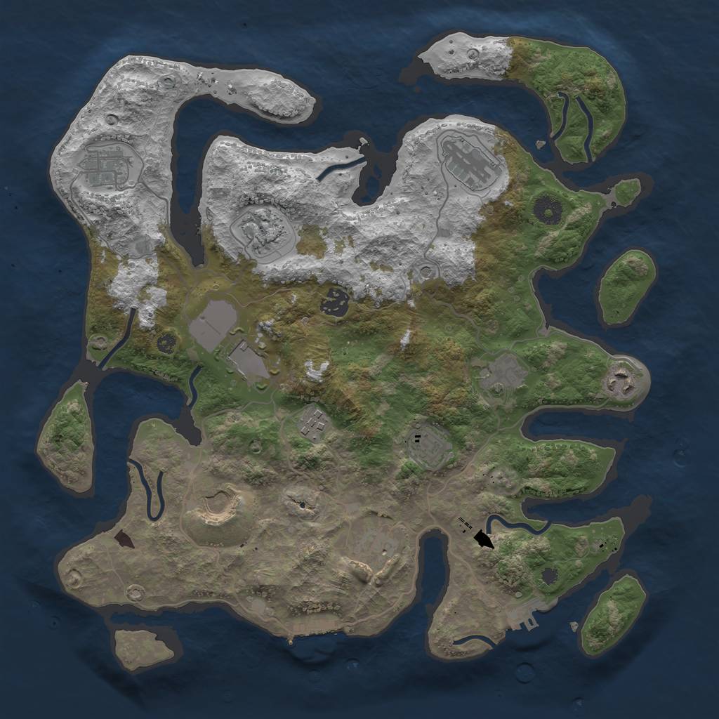 Rust Map: Procedural Map, Size: 3750, Seed: 423049817, 16 Monuments