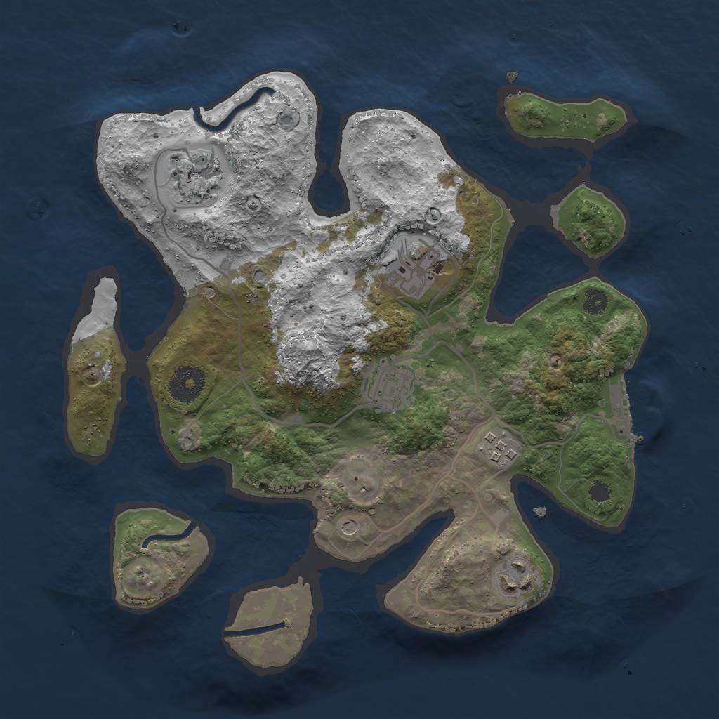 Rust Map: Procedural Map, Size: 3000, Seed: 2003481555, 9 Monuments