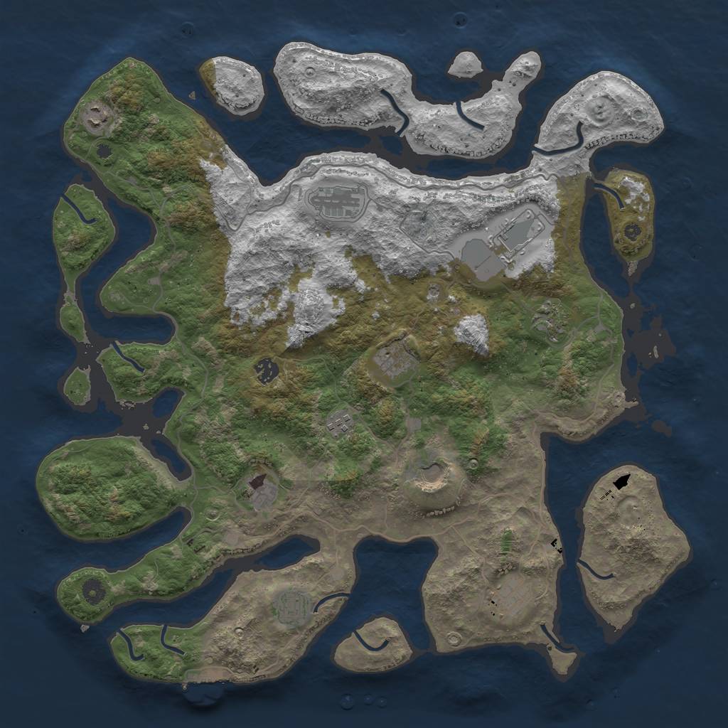 Rust Map: Procedural Map, Size: 4500, Seed: 32329893, 15 Monuments