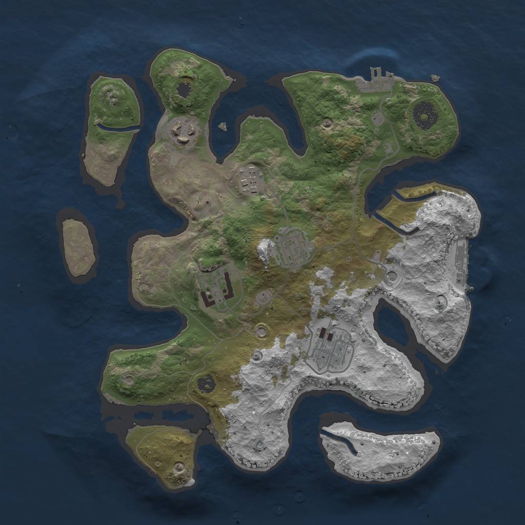 Rust Map: Procedural Map, Size: 3000, Seed: 2057954698, 10 Monuments