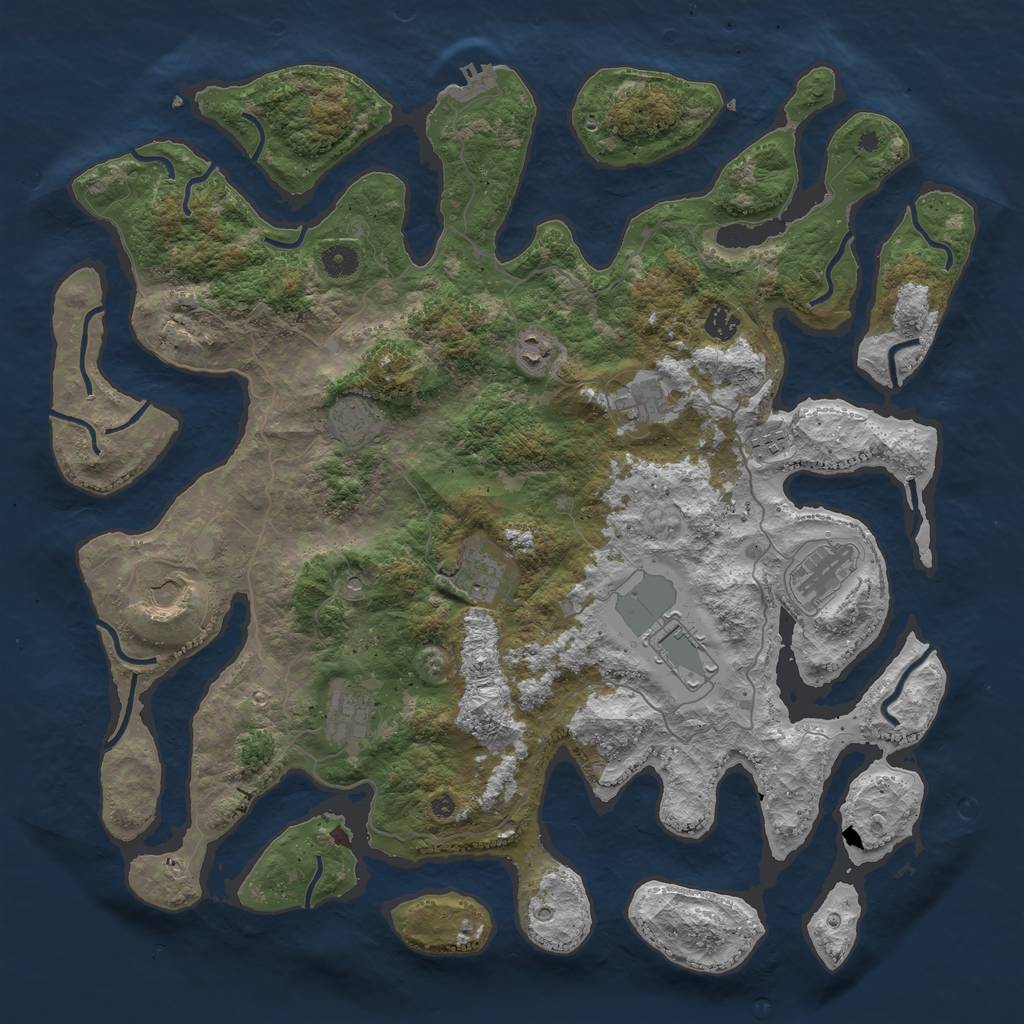 Rust Map: Procedural Map, Size: 4500, Seed: 829253495, 14 Monuments