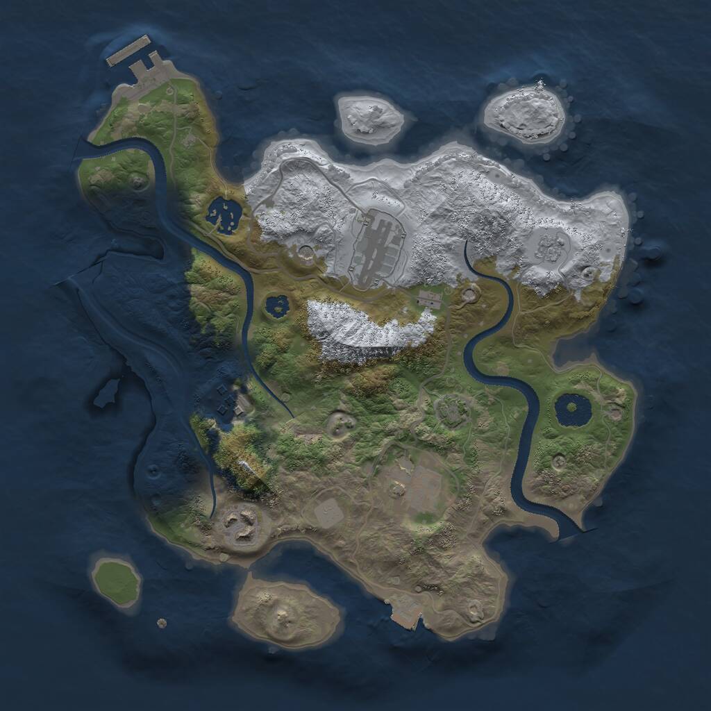 Rust Map: Procedural Map, Size: 3000, Seed: 1100648947, 10 Monuments