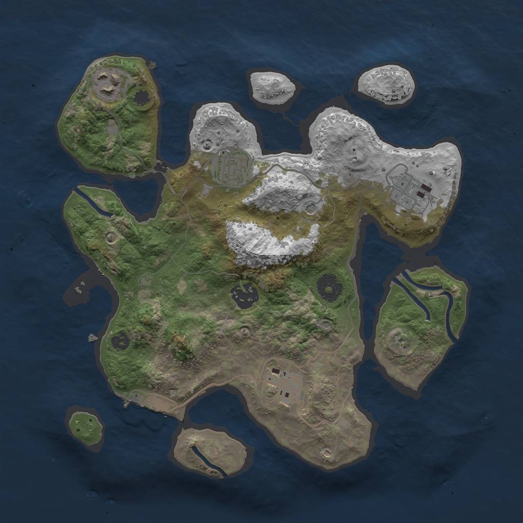 Rust Map: Procedural Map, Size: 3000, Seed: 1100648947, 9 Monuments