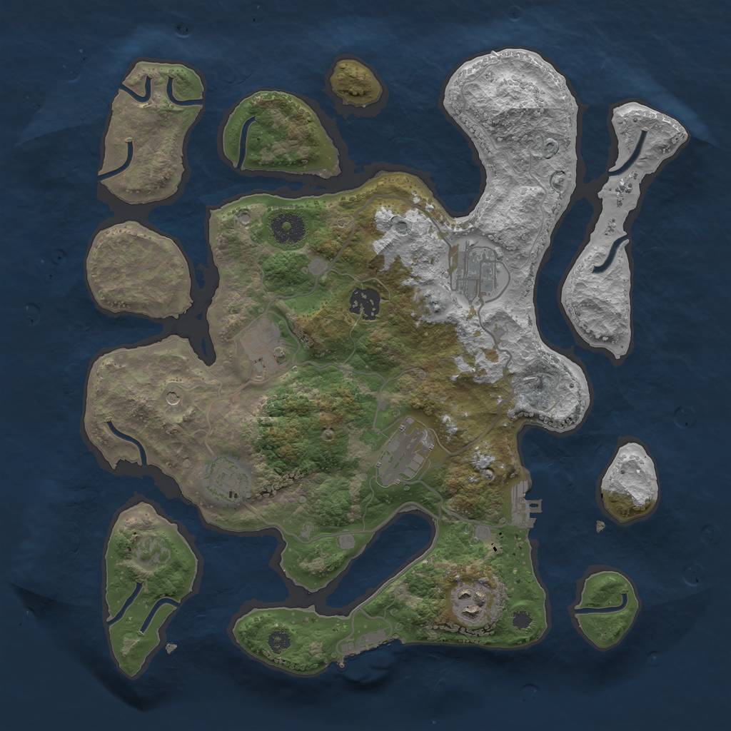 Rust Map: Procedural Map, Size: 3400, Seed: 1962658919, 11 Monuments