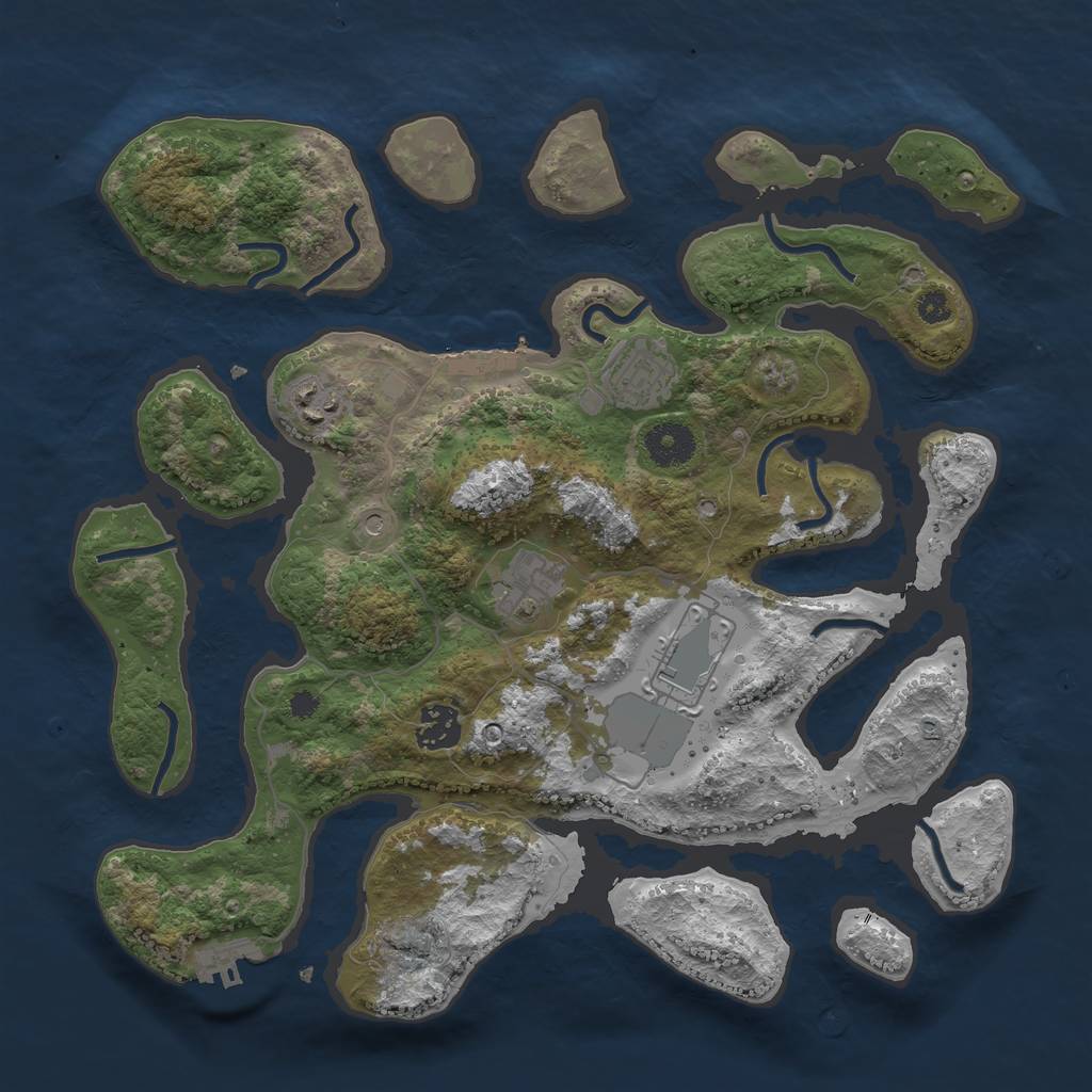 Rust Map: Procedural Map, Size: 3500, Seed: 717573172, 10 Monuments