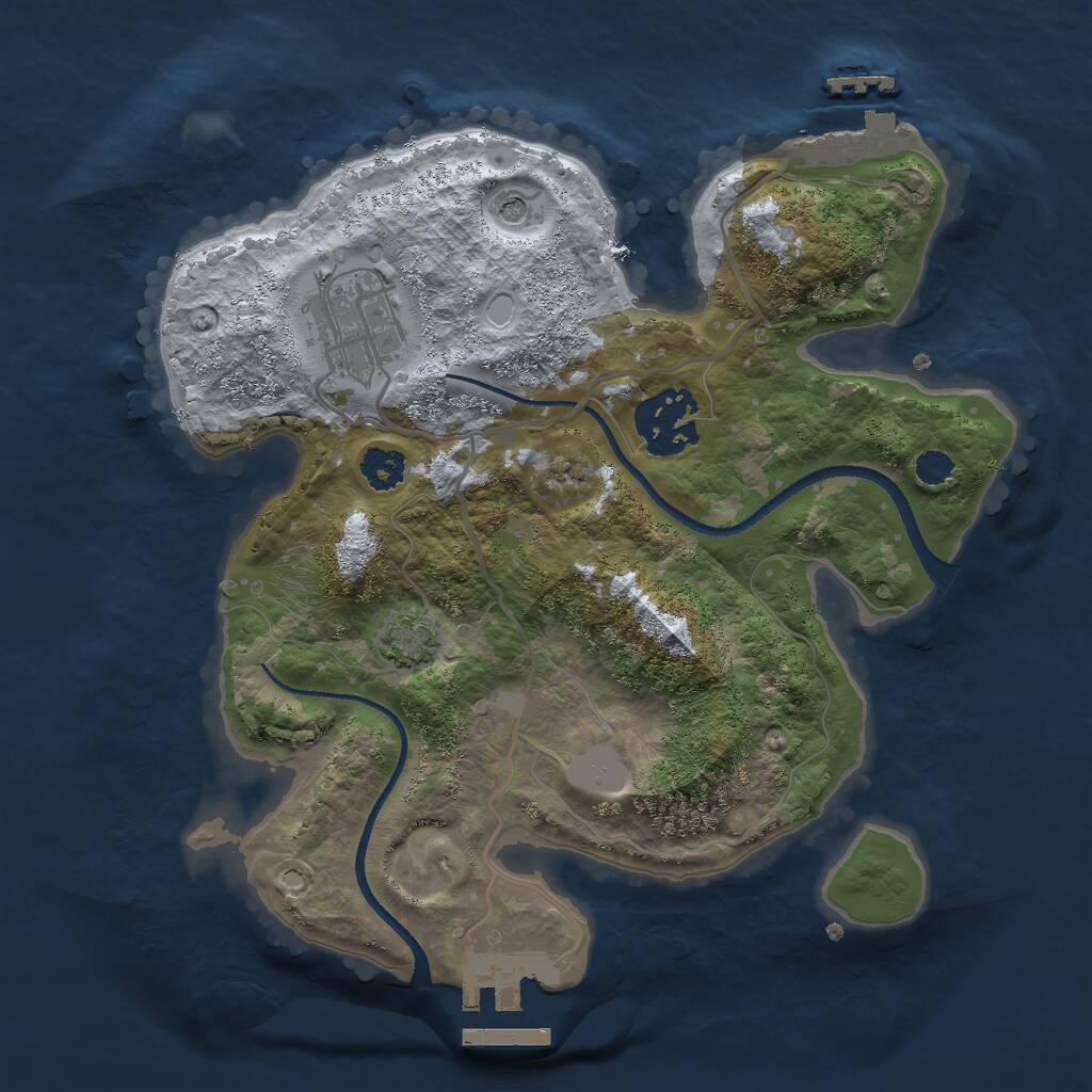 Rust Map: Procedural Map, Size: 2500, Seed: 2985, 7 Monuments