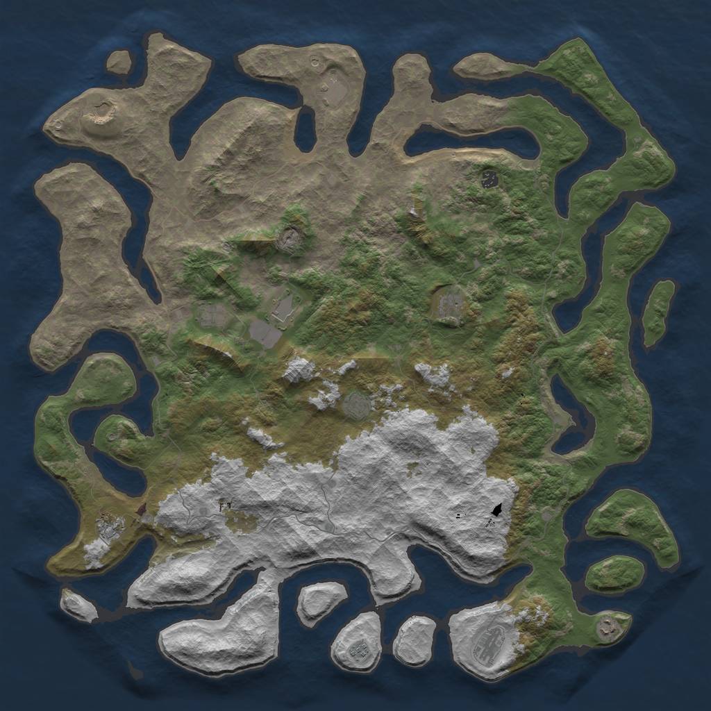 Rust Map: Barren, Size: 6000, Seed: 3245, 14 Monuments