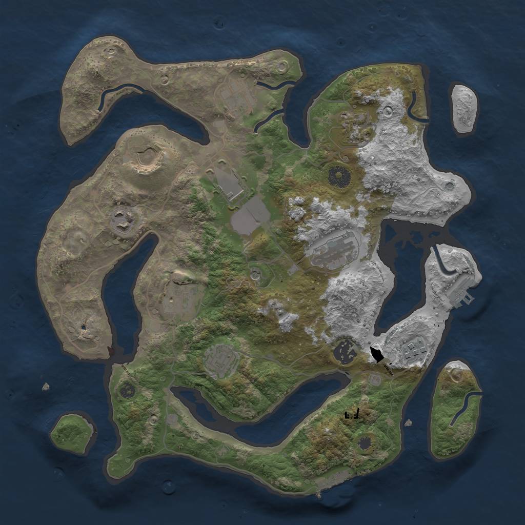 Rust Map: Procedural Map, Size: 3500, Seed: 7540376, 15 Monuments