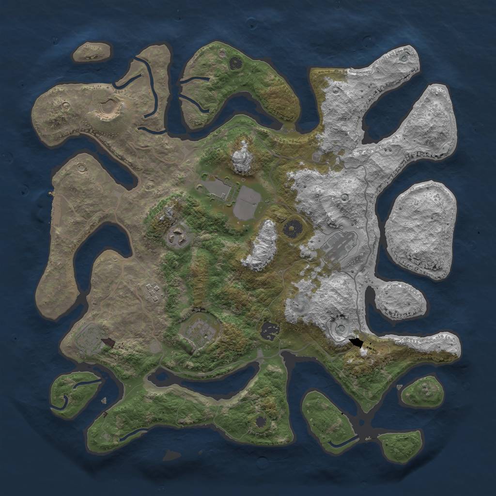 Rust Map: Procedural Map, Size: 4000, Seed: 545646845, 12 Monuments