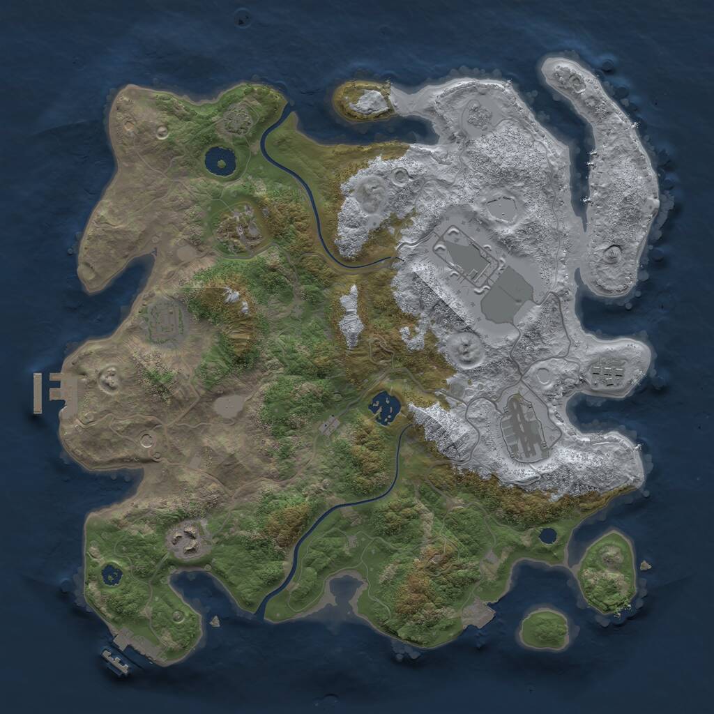 Rust Map: Procedural Map, Size: 3500, Seed: 45712465, 13 Monuments