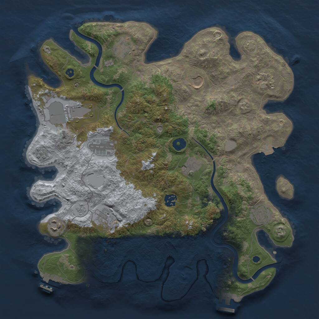 Rust Map: Procedural Map, Size: 3750, Seed: 1118225072, 17 Monuments
