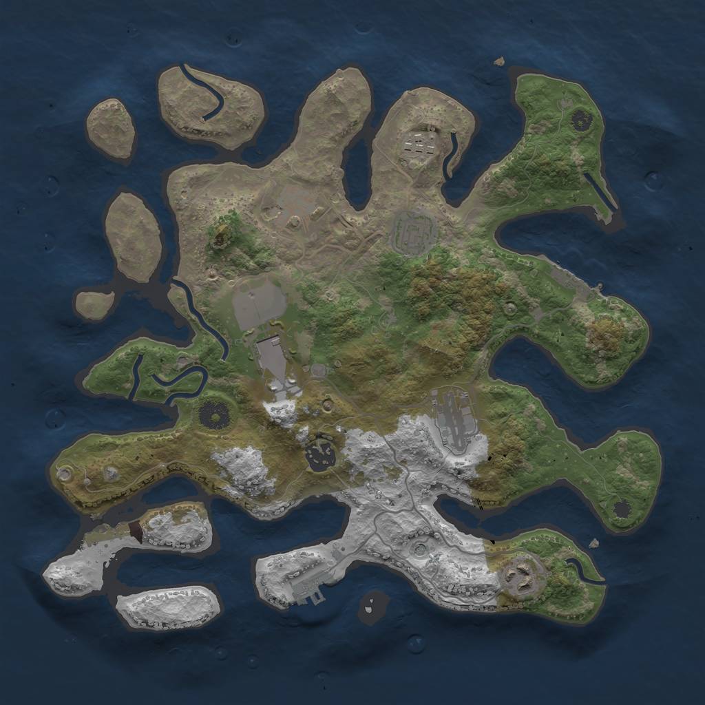 Rust Map: Procedural Map, Size: 3500, Seed: 5466545, 12 Monuments