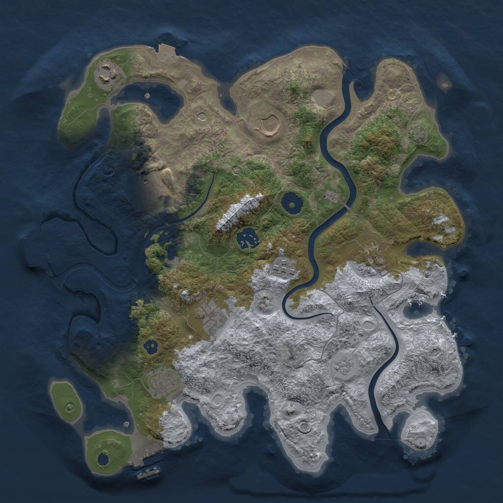 Rust Map: Procedural Map, Size: 3500, Seed: 2130691487, 14 Monuments