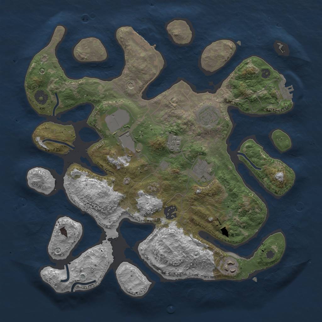 Rust Map: Procedural Map, Size: 3500, Seed: 9876543, 11 Monuments