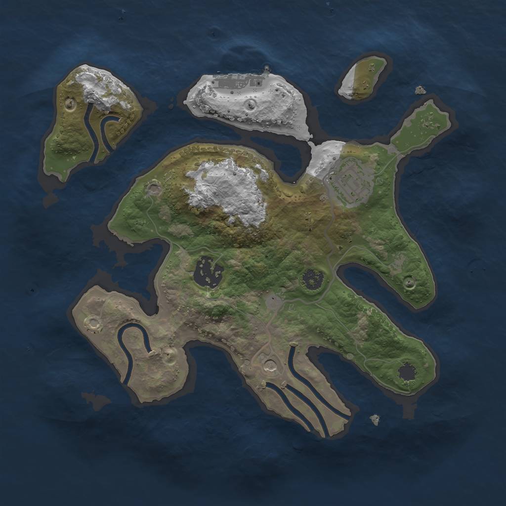 Rust Map: Procedural Map, Size: 2500, Seed: 345677, 6 Monuments