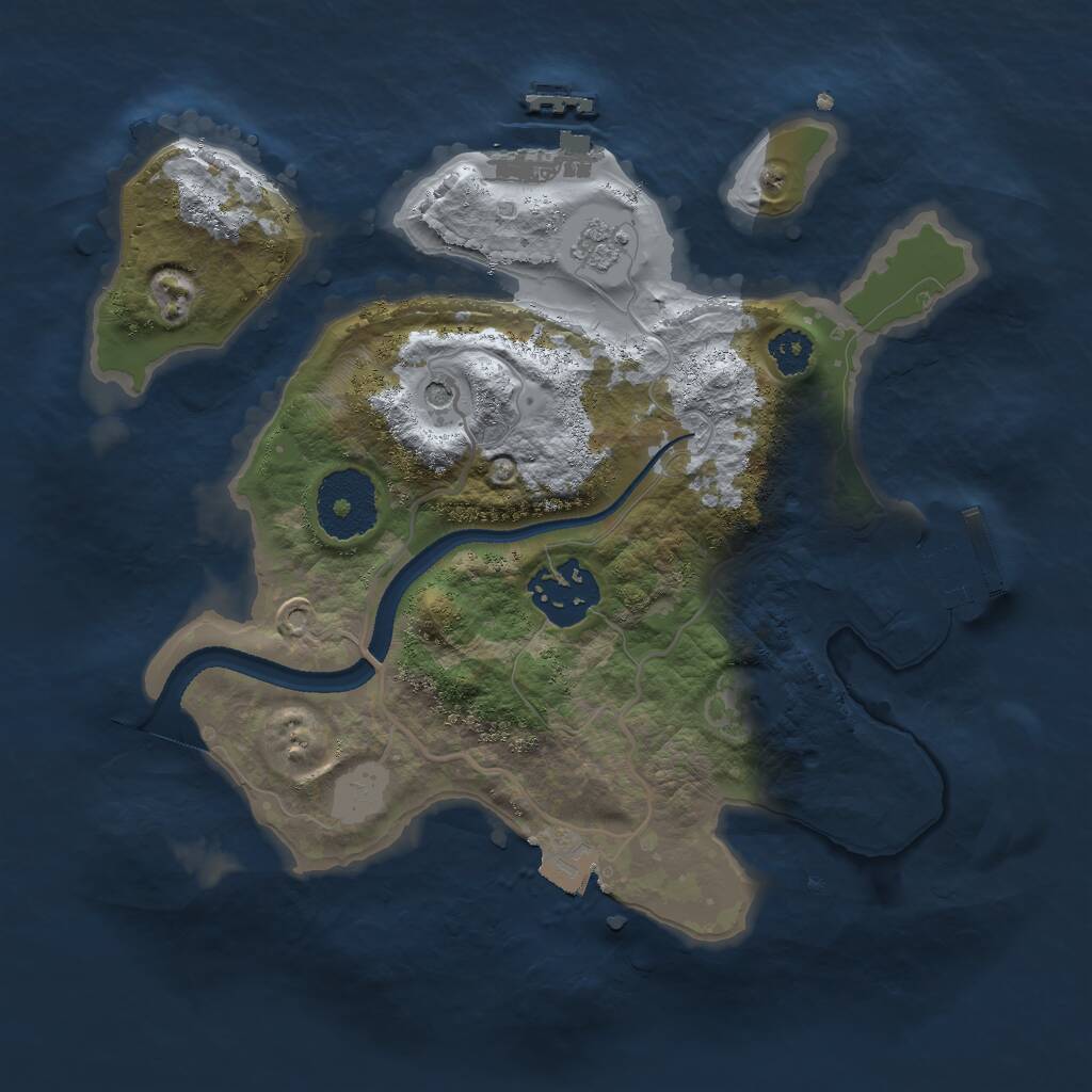 Rust Map: Procedural Map, Size: 2500, Seed: 345677, 6 Monuments