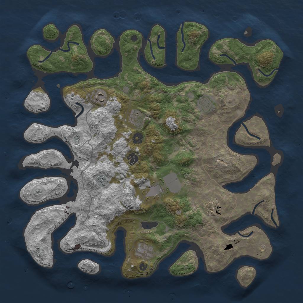 Rust Map: Procedural Map, Size: 4000, Seed: 7634496, 11 Monuments