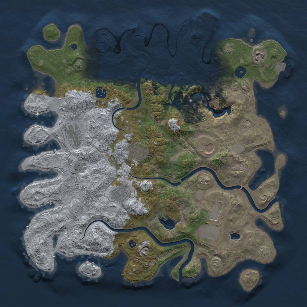 Rust Map: Procedural Map, Size: 4000, Seed: 7634496, 13 Monuments