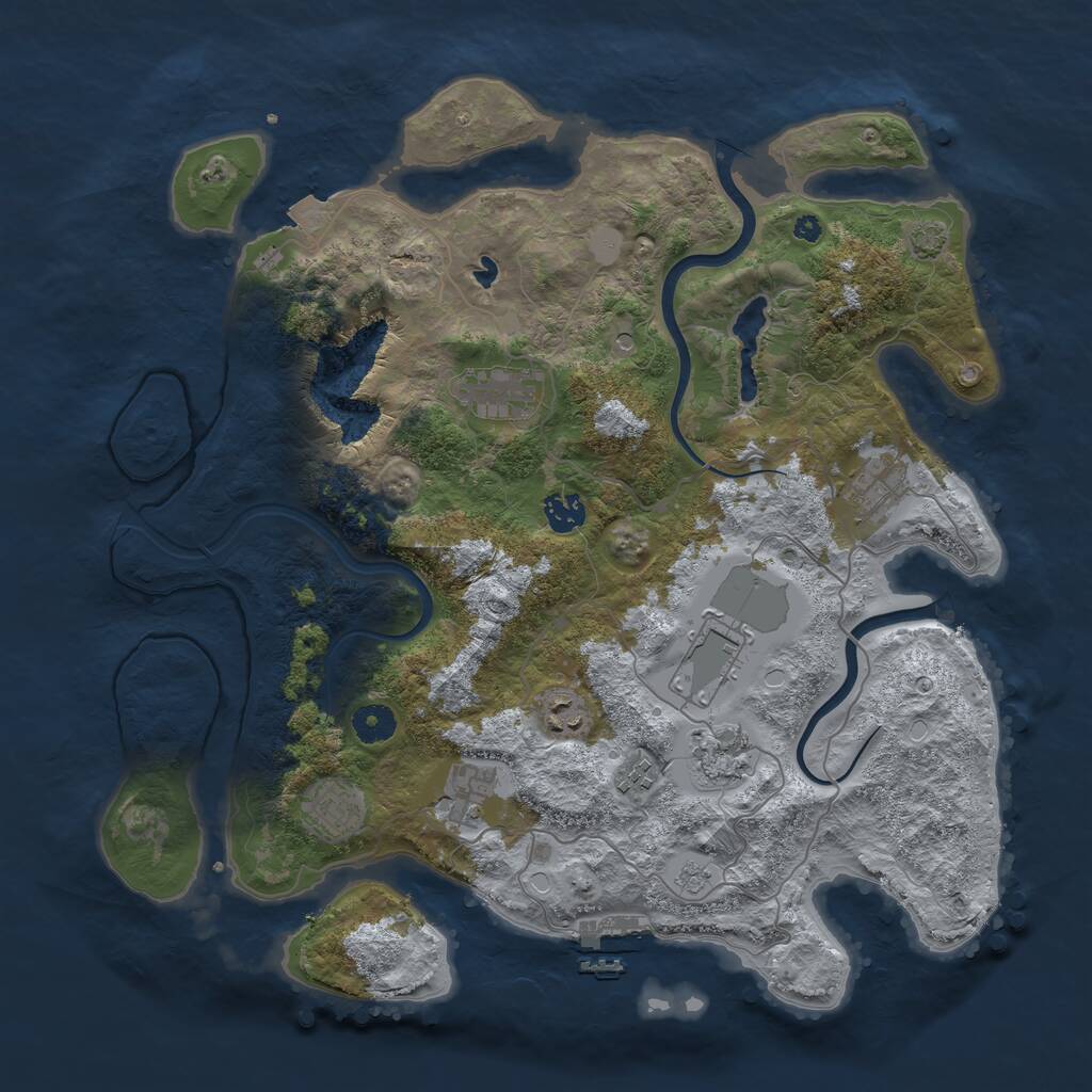 Rust Map: Procedural Map, Size: 4000, Seed: 9812, 14 Monuments
