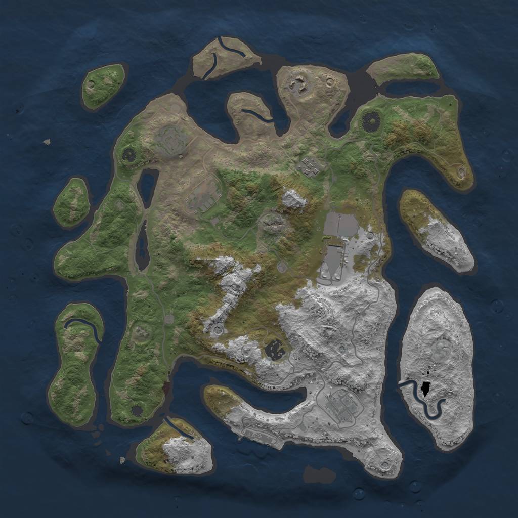 Rust Map: Procedural Map, Size: 4000, Seed: 9812, 11 Monuments