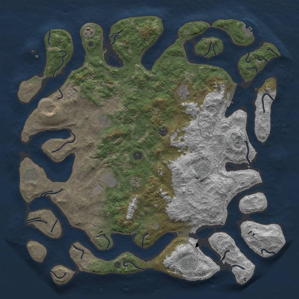 Rust Map: Procedural Map, Size: 5000, Seed: 291137965, 16 Monuments