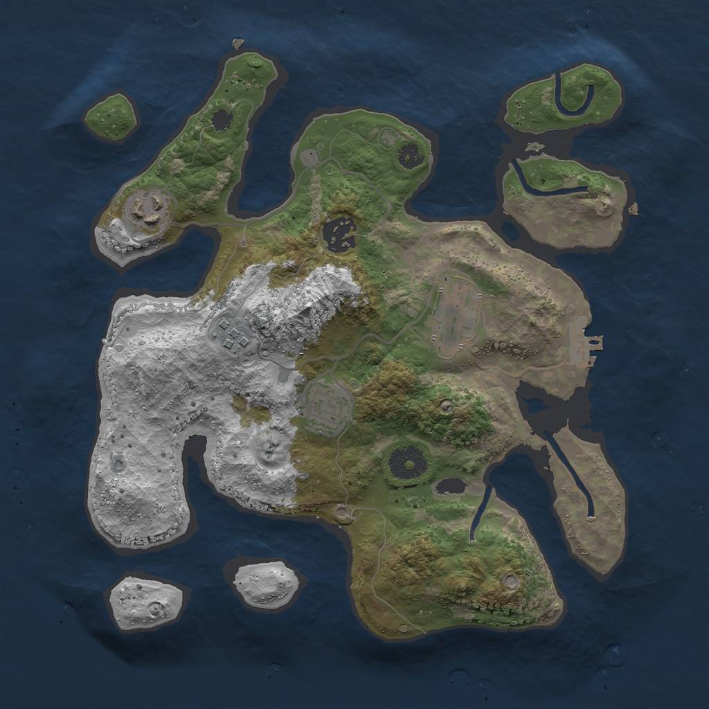 Rust Map: Procedural Map, Size: 3000, Seed: 977968530, 8 Monuments