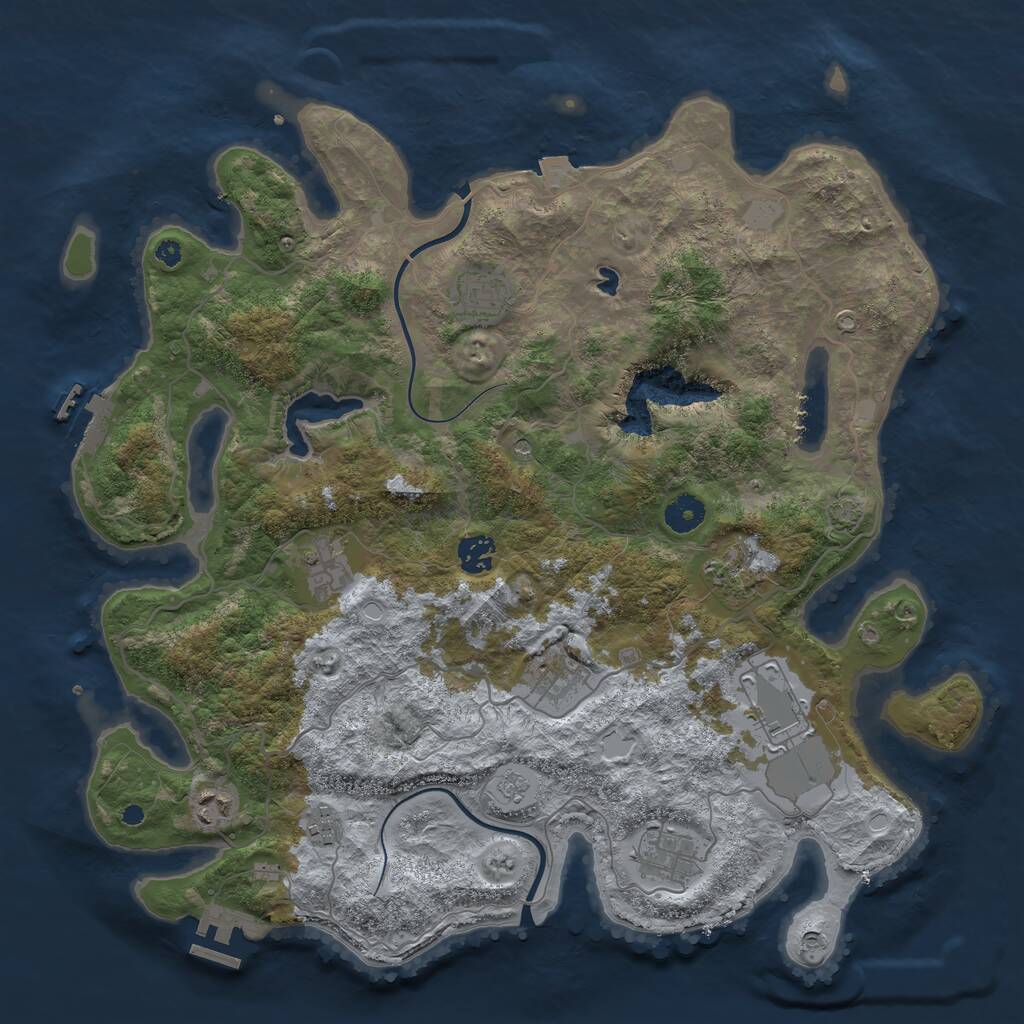 Rust Map: Procedural Map, Size: 4000, Seed: 12335, 15 Monuments