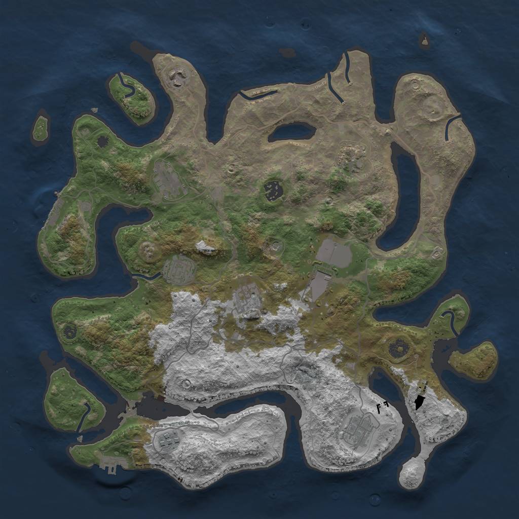 Rust Map: Procedural Map, Size: 4000, Seed: 12335, 14 Monuments