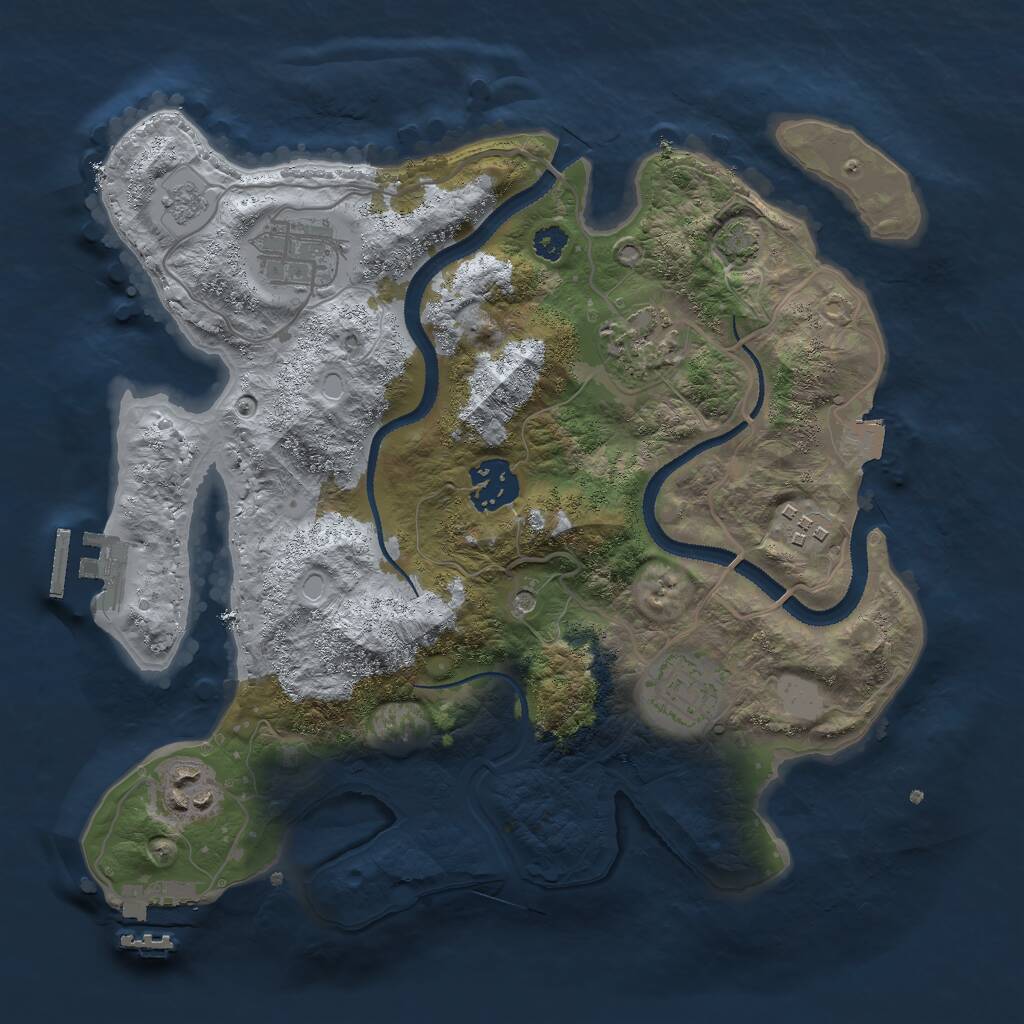 Rust Map: Procedural Map, Size: 3000, Seed: 9297853, 12 Monuments