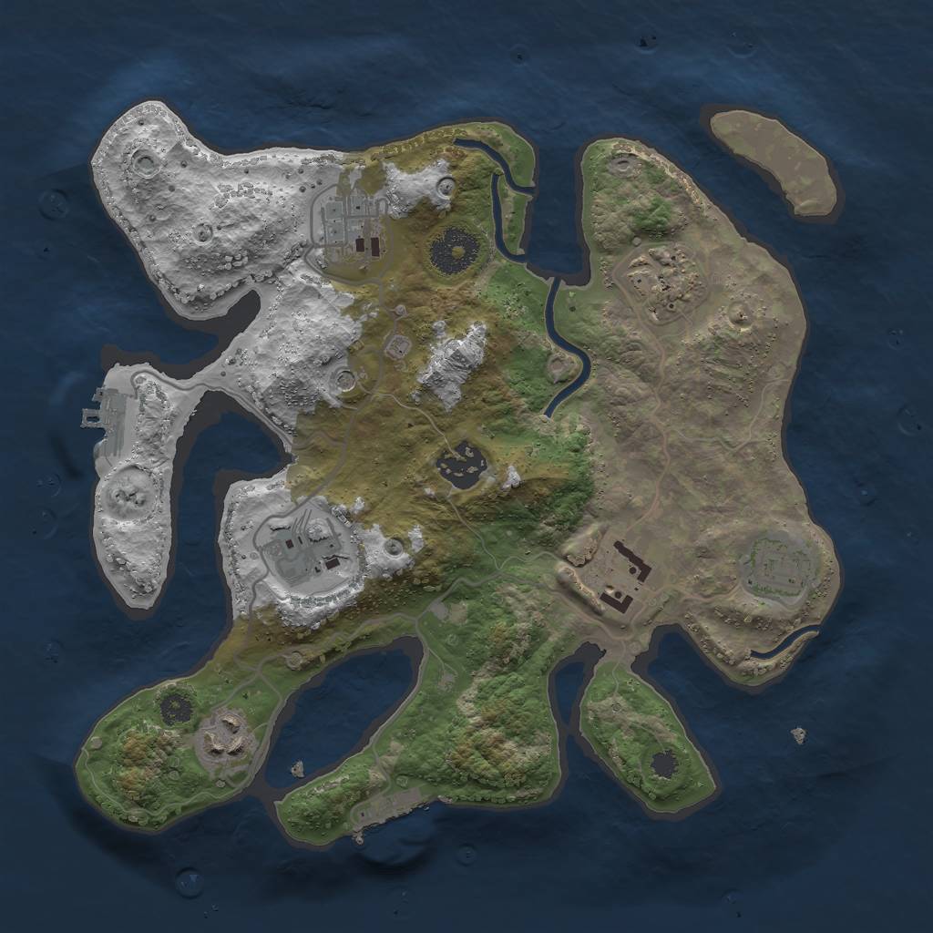 Rust Map: Procedural Map, Size: 3000, Seed: 9297853, 12 Monuments