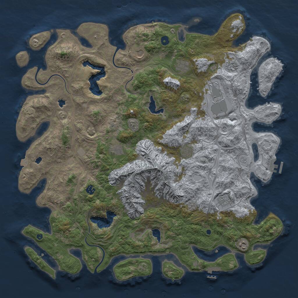 Rust Map: Procedural Map, Size: 5000, Seed: 741776, 16 Monuments