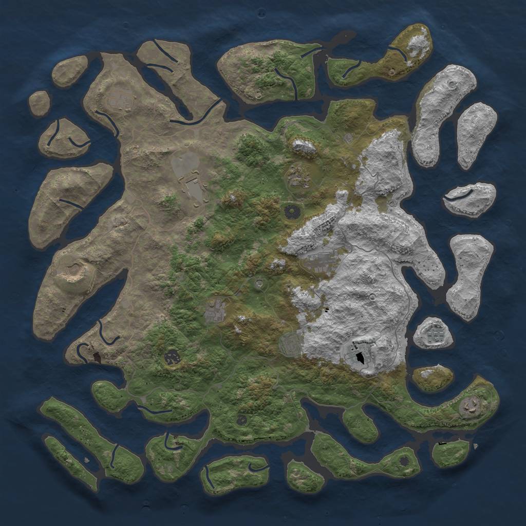 Rust Map: Procedural Map, Size: 5000, Seed: 741776, 14 Monuments