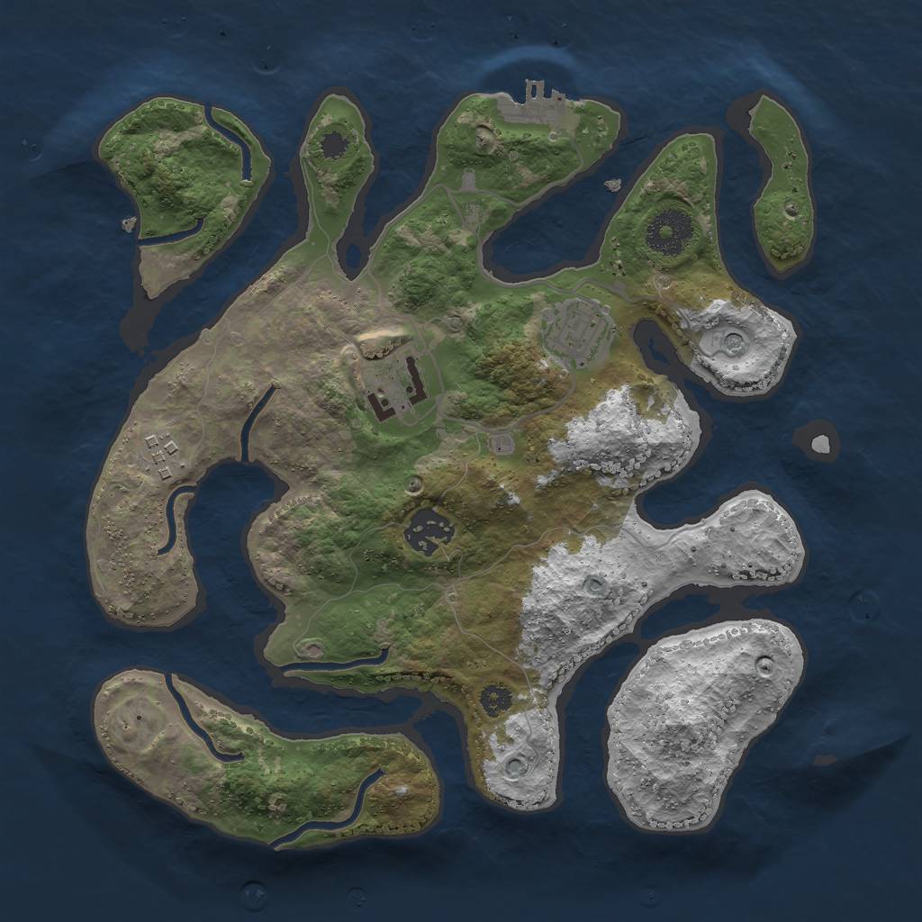 Rust Map: Procedural Map, Size: 3000, Seed: 15144, 8 Monuments