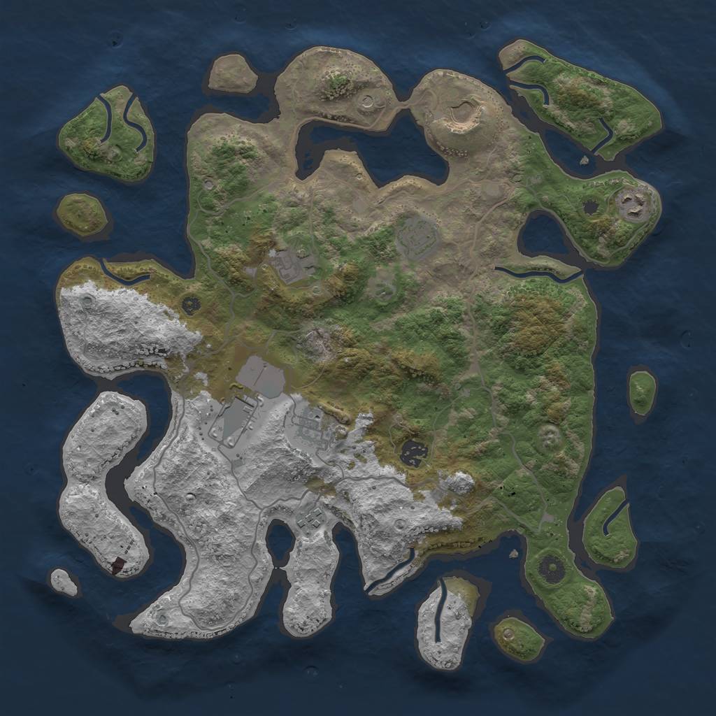 Rust Map: Procedural Map, Size: 4000, Seed: 135, 11 Monuments