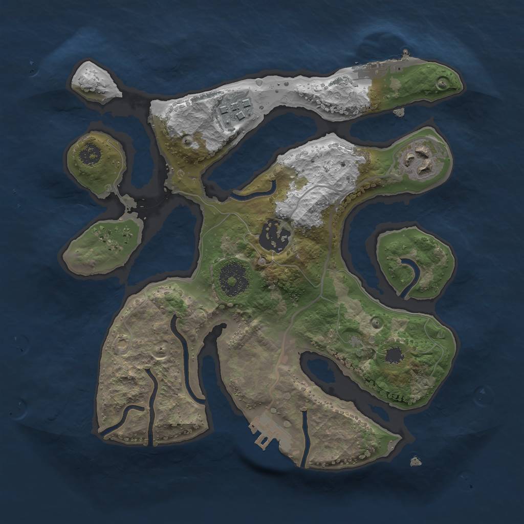 Rust Map: Procedural Map, Size: 2500, Seed: 49538592, 7 Monuments