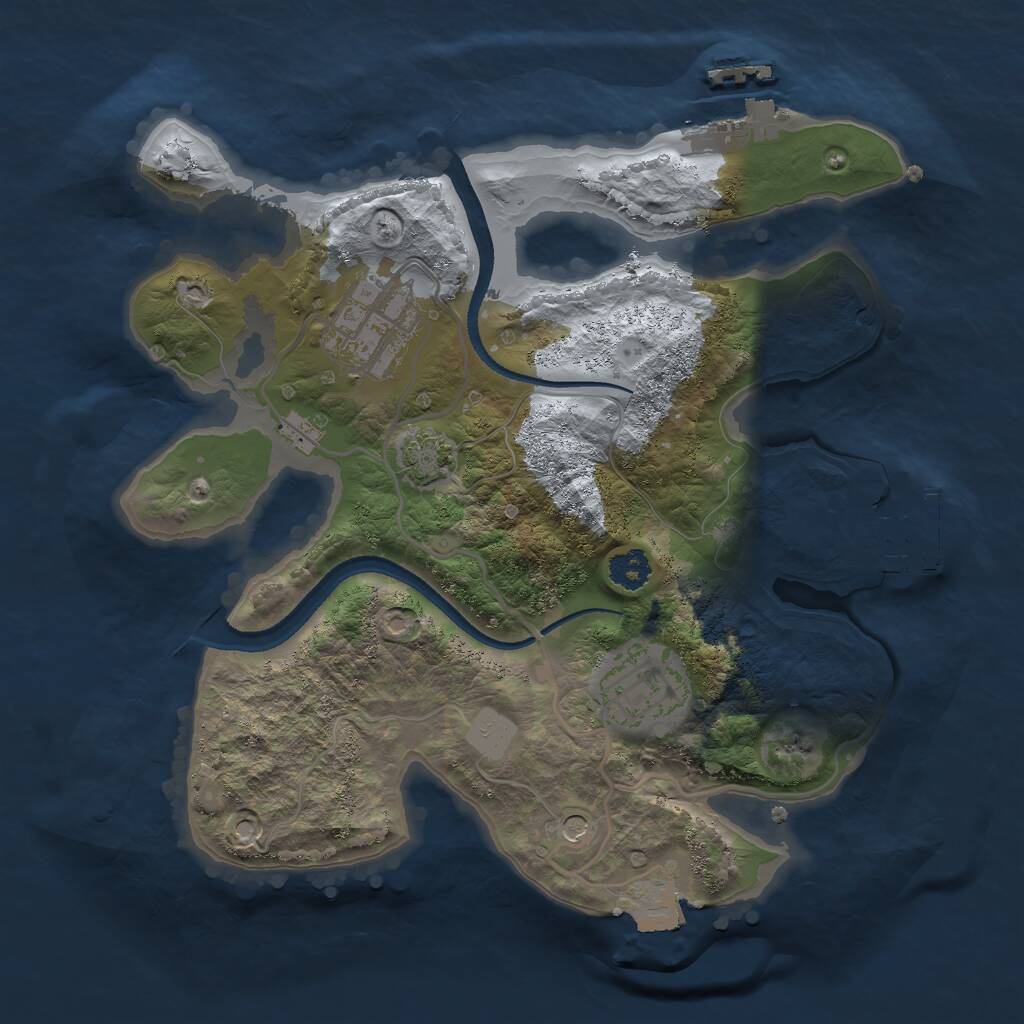 Rust Map: Procedural Map, Size: 2500, Seed: 49538592, 7 Monuments