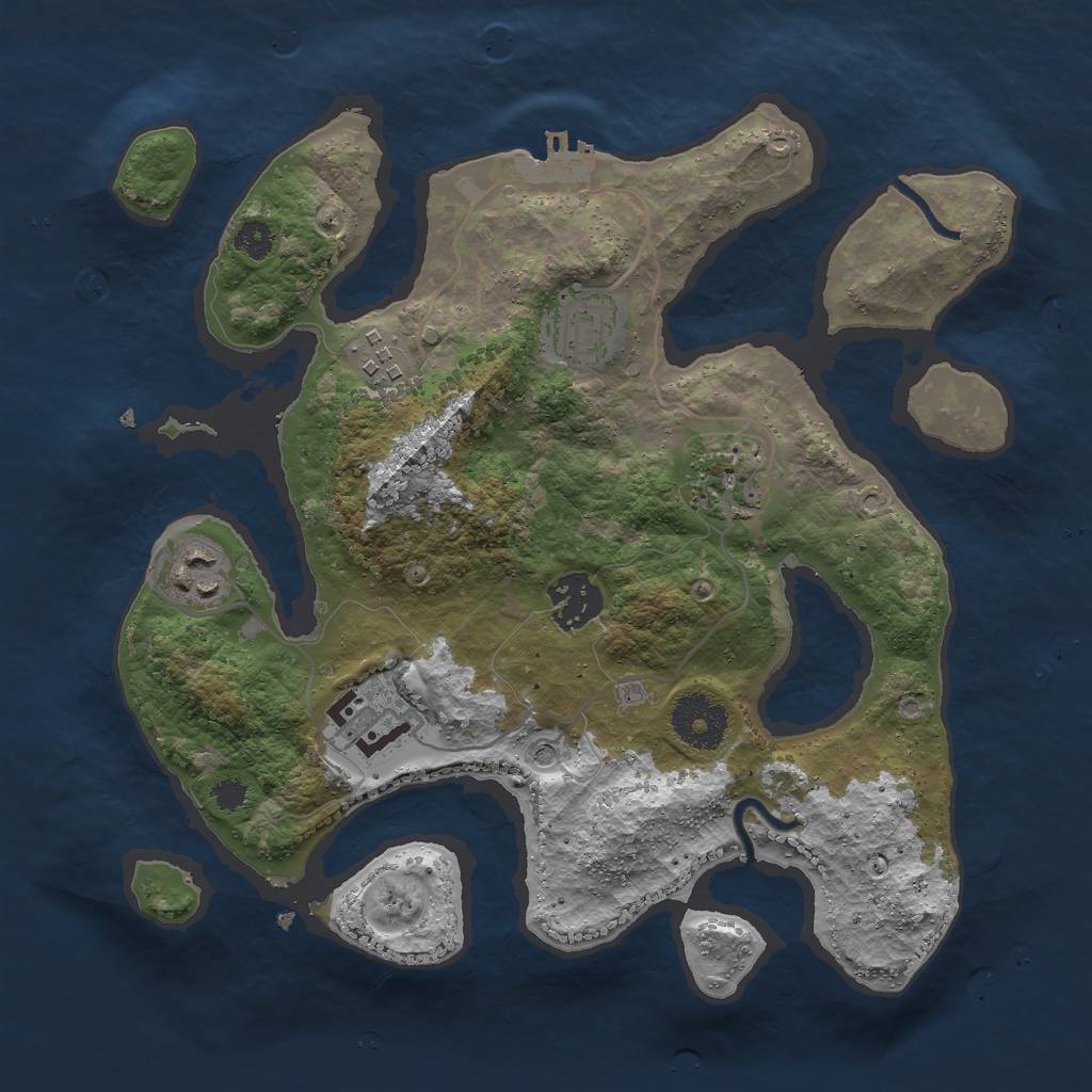 Rust Map: Procedural Map, Size: 3000, Seed: 2421884, 10 Monuments